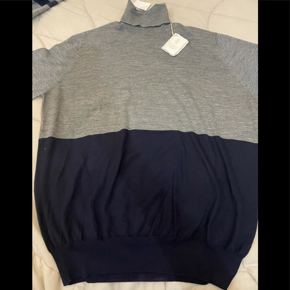 Brunello Cucinelli Men's Wool Cashmere Turtleneck Sz 54